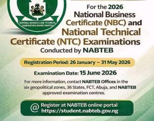 NABTEB 2026/2027 Registration Form is Out