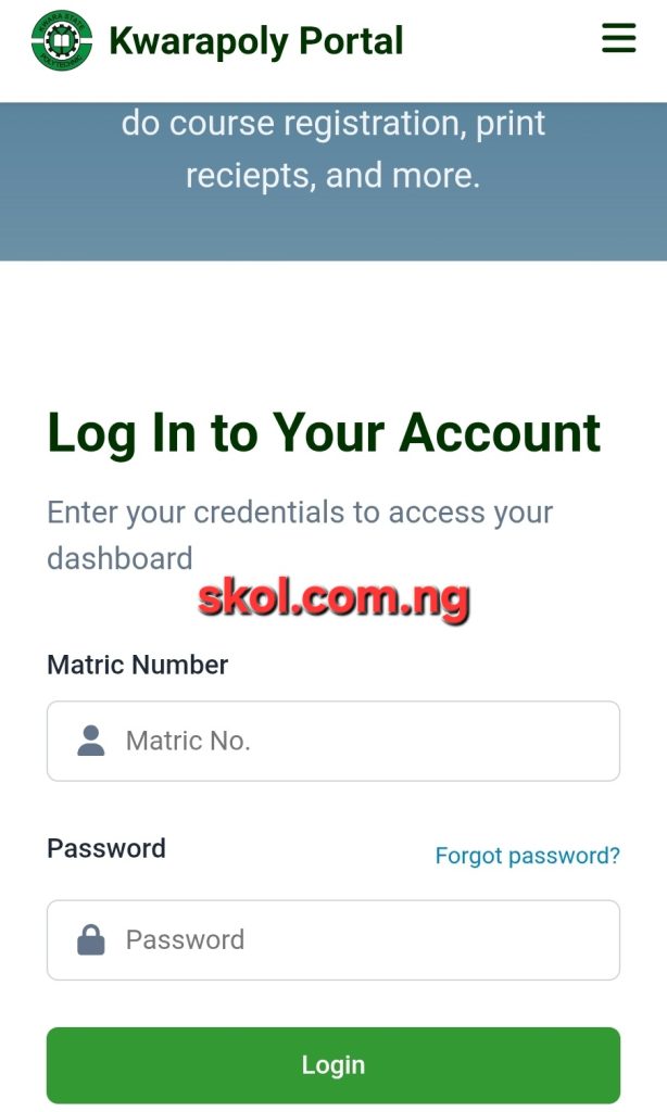 KWARAPOLY Kwara State Polytechnic Ilorin Portal Login