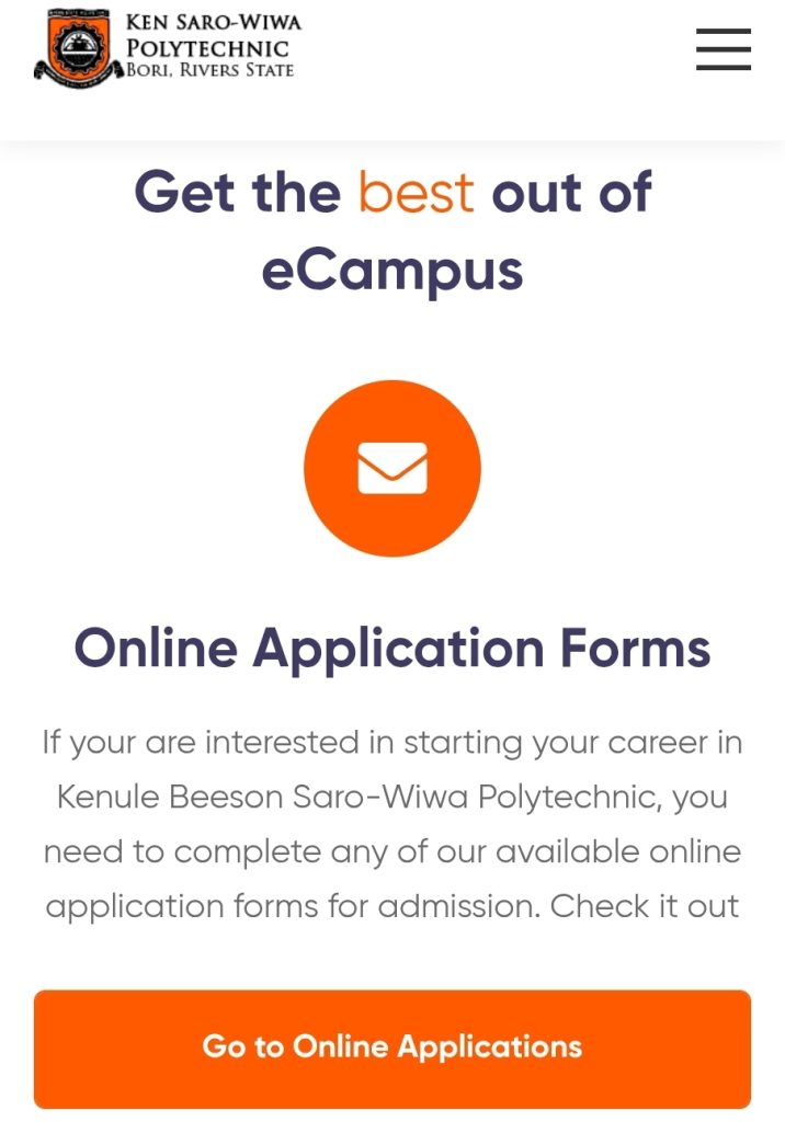 Kenule Beeson Saro-Wiwa Polytechnic portal login